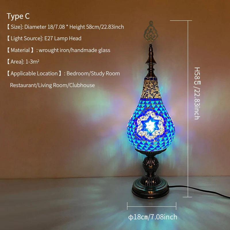 Moroccan Stained Glass Mosaic Table Lamp for Decor And Desk Lighting Ideal for Hallways Bedrooms Living Rooms & Studies