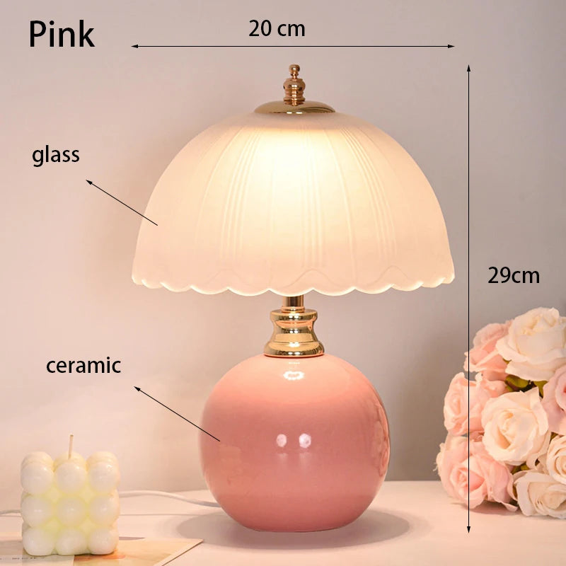 Modern Ceramic Glass Desktop Book Lamp Bedroom Bedside Table Lamp Light Luxury Atmosphere Children's Room Princess Table Lamp