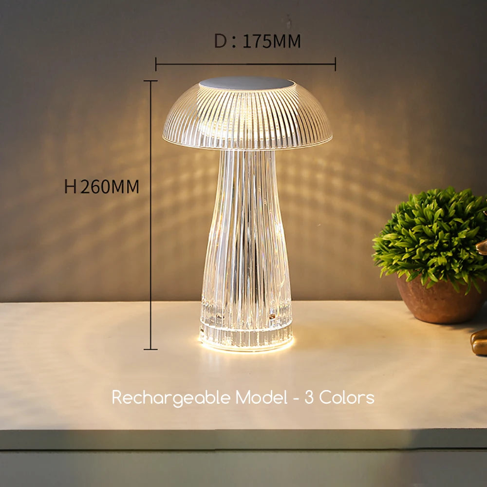 Mushroom Crystal Table Lamp LED  Ambient Light Touch Night Light for Restaurant Cafe Bar Living Room Bedroom Bedside Decoration