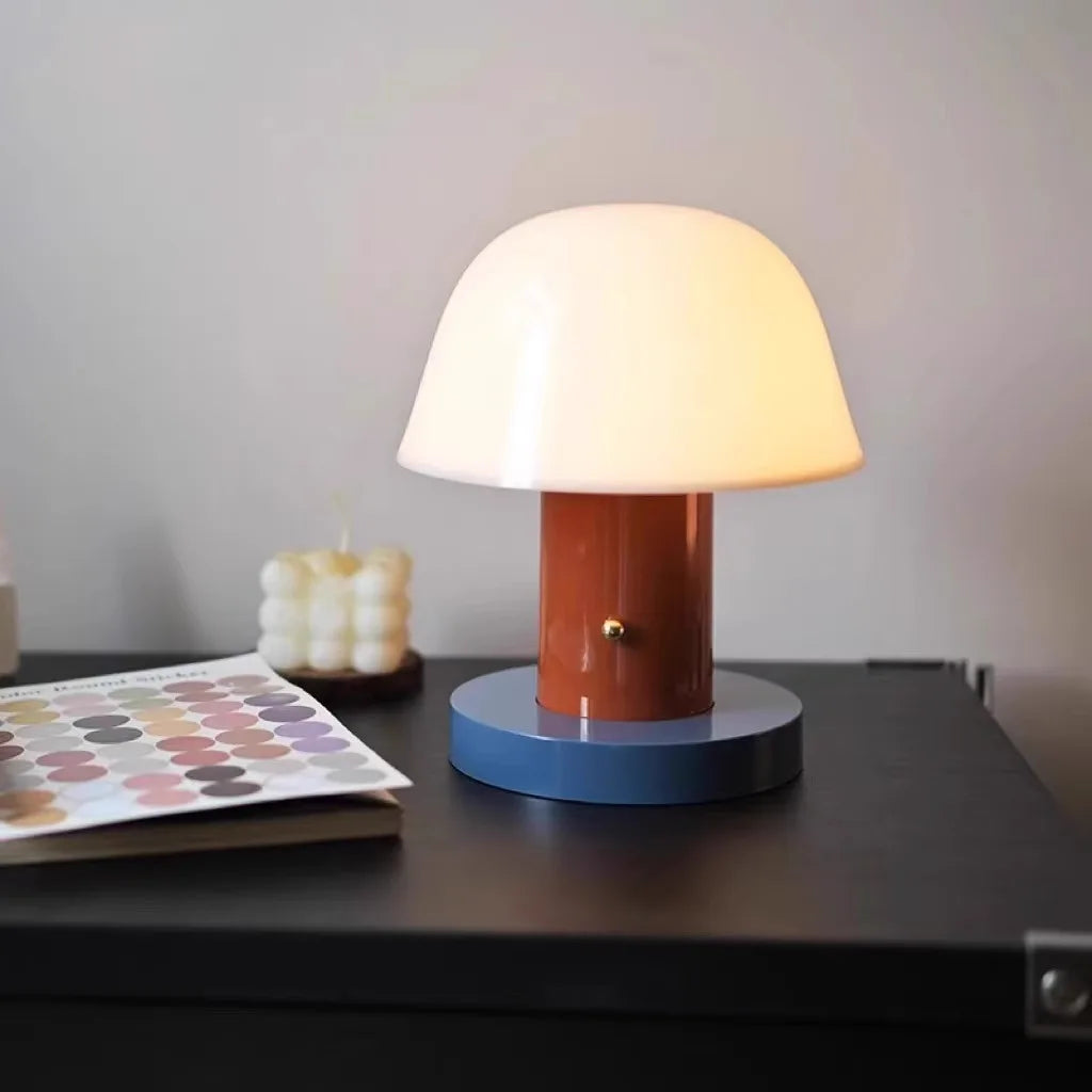 Cordless Mushroom Table Lamp Rechargeable Battery Operated Small Mushroom Night Light for Bedroom Living Room Restaurant Outdoor