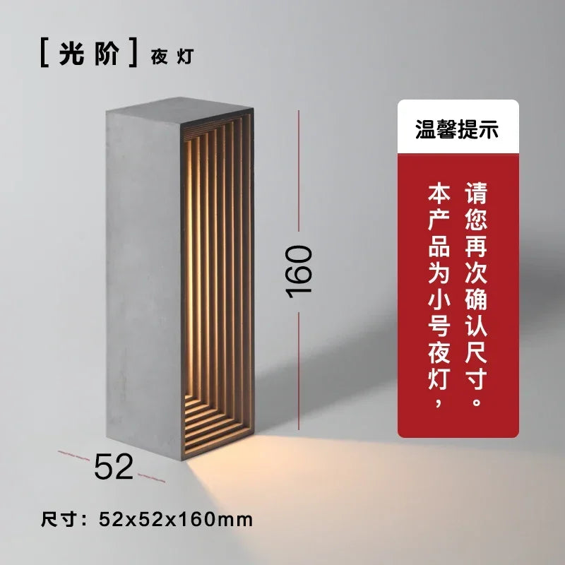 Industrial Warm White/Gray Concrete Stone Cement Table Lamp with Touch Dimming Switch LED Desk Lights for Christmas Decoration
