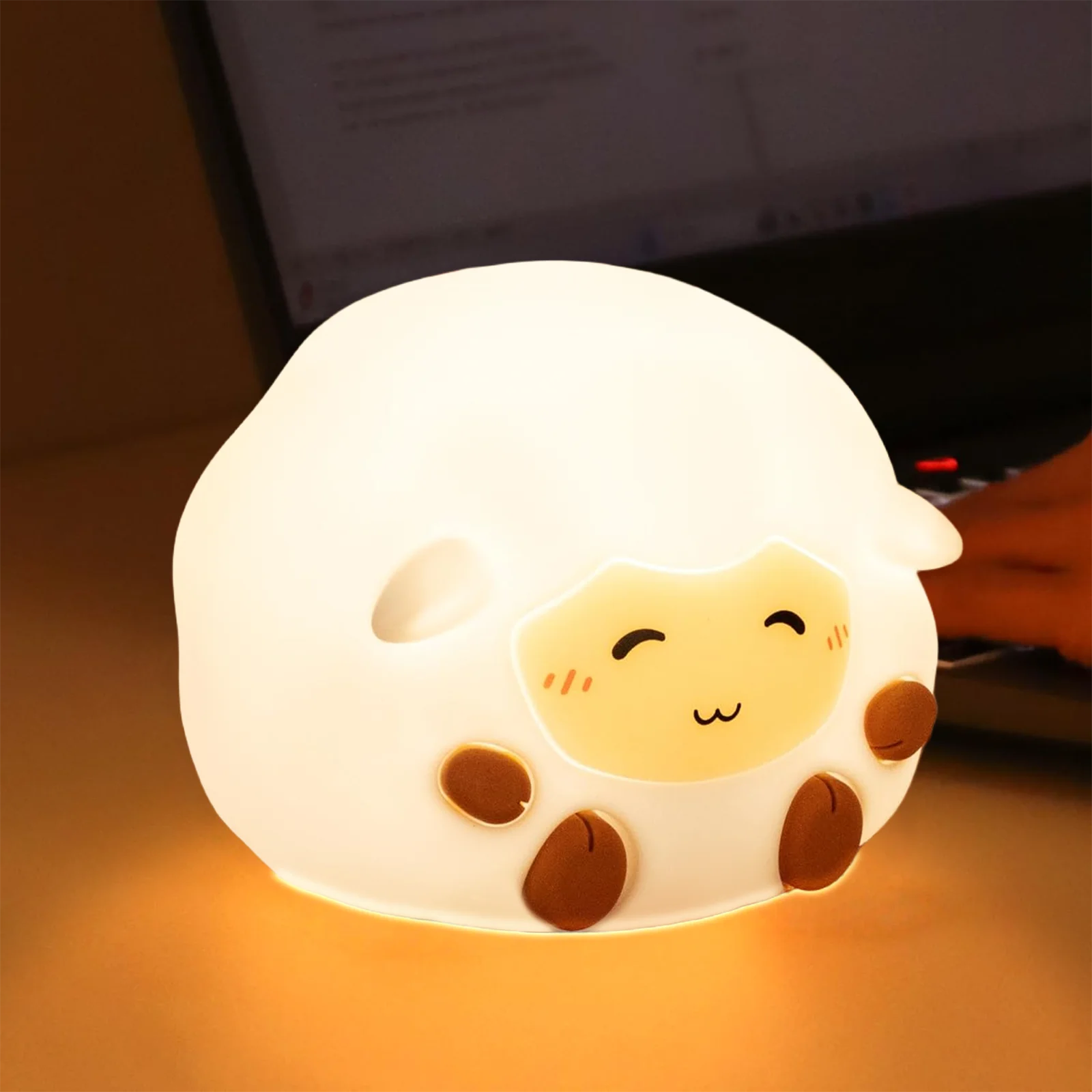 Cute Silicone Unicorn Sheep Hamster RGB LED Night Light USB Rechargeable Cartoon Animal Touch Lamp for Kids Bedroom Decor Gift