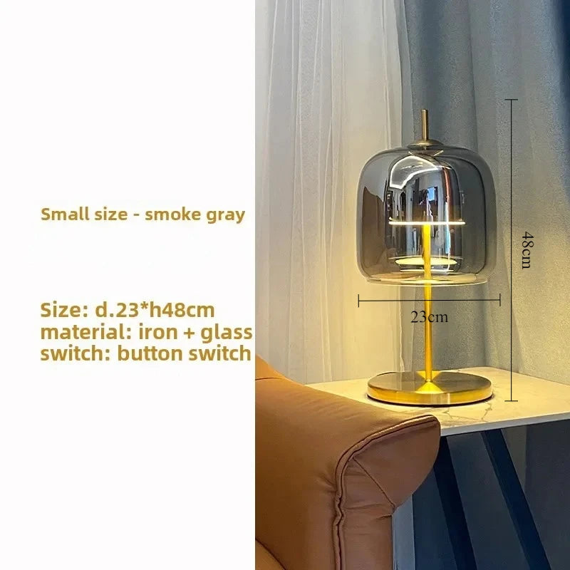 Modern Glass Art Led Table Lamp Designer Smoky Gray Cognac Glass Desk Floor Lamp Living Room Bedroom Bedsidee Decorative Home