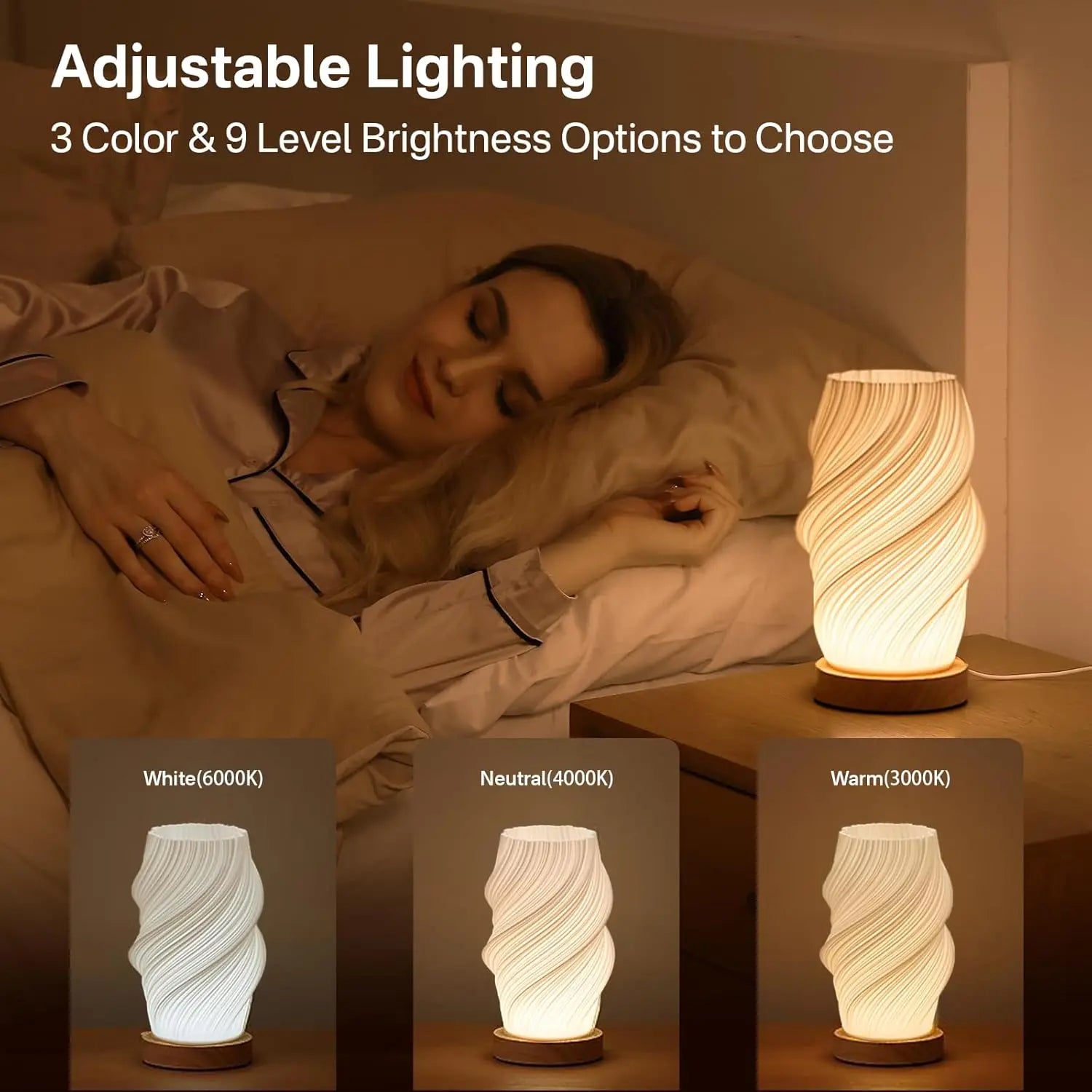 French Cream Style 3D Printed Lampshade Desk Lamp Bedroom Study Children's room Internet Red Atmosphere Decoration Desk Lamp