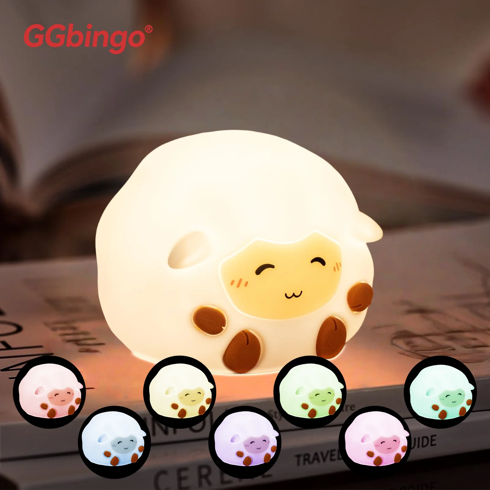 Cute Silicone Unicorn Sheep Hamster RGB LED Night Light USB Rechargeable Cartoon Animal Touch Lamp for Kids Bedroom Decor Gift