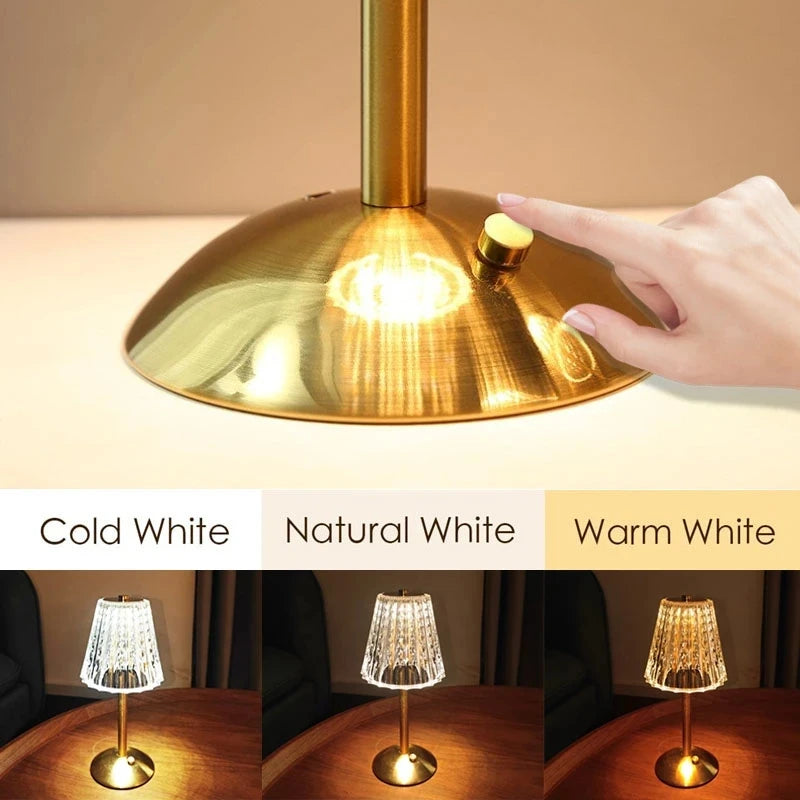Bar Touch Table Lamp Rechargeable Wireless Desk Lamp Portable Bedroom Night Light LED Decor Lights for Coffee Hotel Restaurant