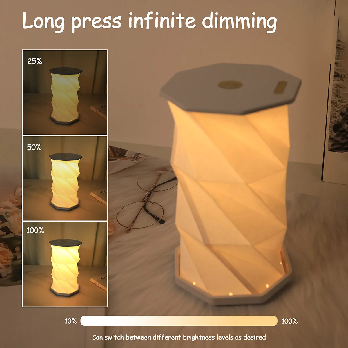 Rotating Night Light Creative Foldable Atmosphere Light Bedroom Bedhead Decoration Gift Book Light LED Table Light