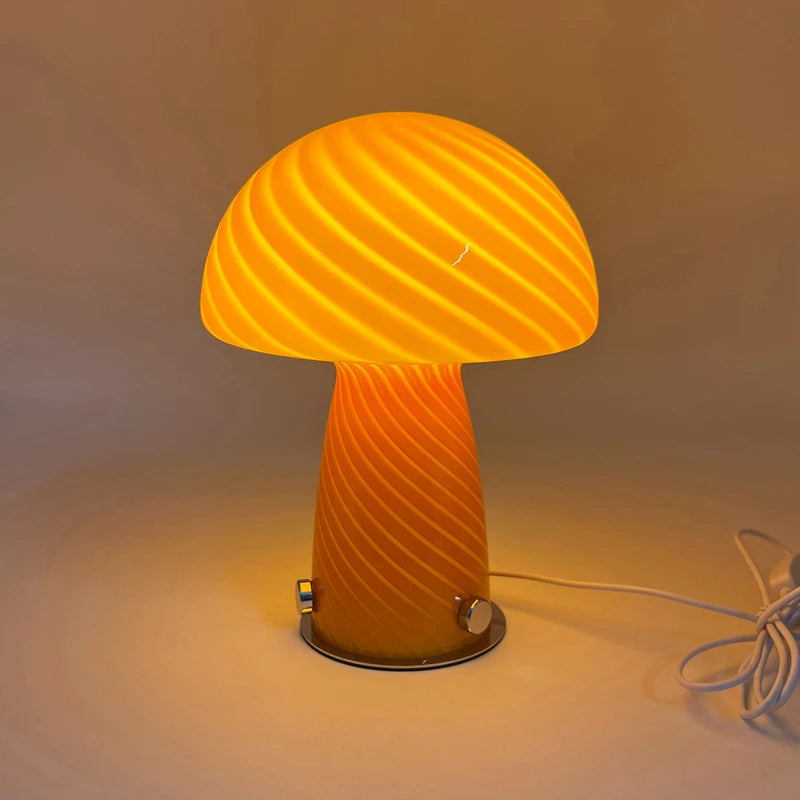 Glass mushroom lamp Nordic Bauhaus vintage ins girly internet-famous bedroom living room bedside ambient nightlight