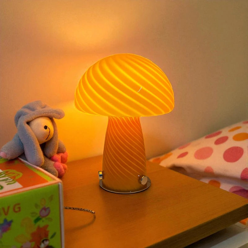 Lampe De Chevet Champignon En Verre