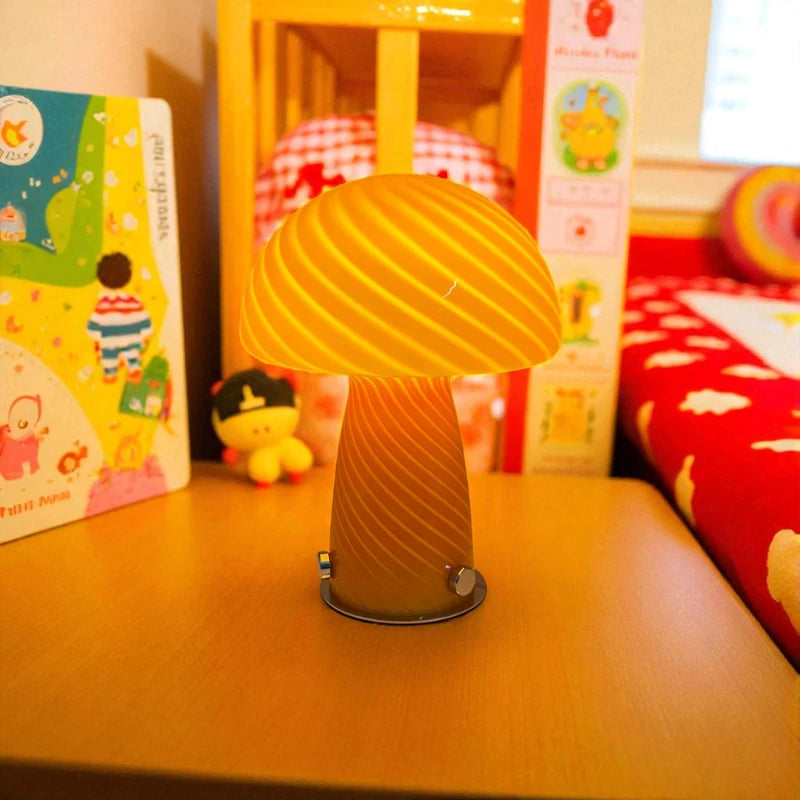 Lampe De Chevet Champignon En Verre