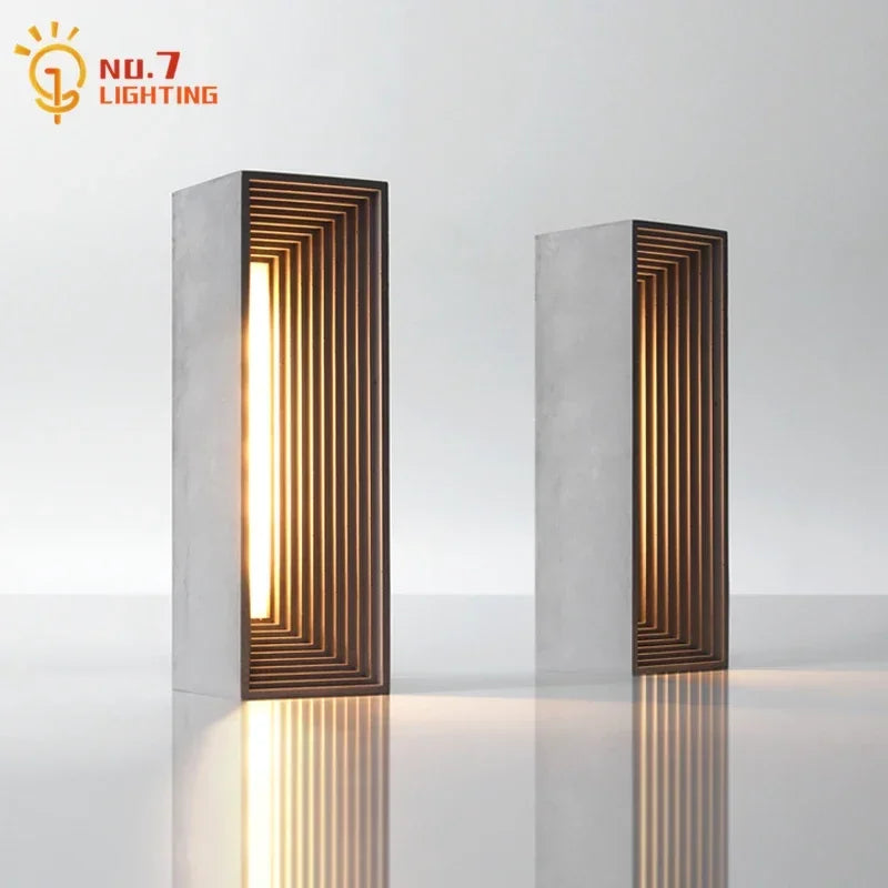 Industrial Warm White/Gray Concrete Stone Cement Table Lamp with Touch Dimming Switch LED Desk Lights for Christmas Decoration