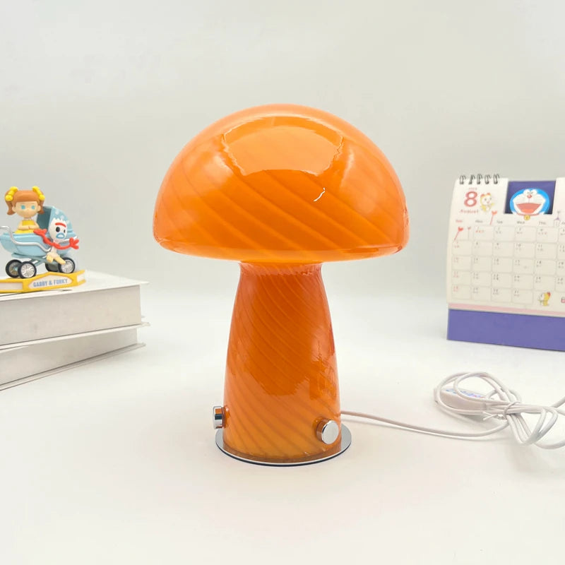 Glass mushroom lamp Nordic Bauhaus vintage ins girly internet-famous bedroom living room bedside ambient nightlight