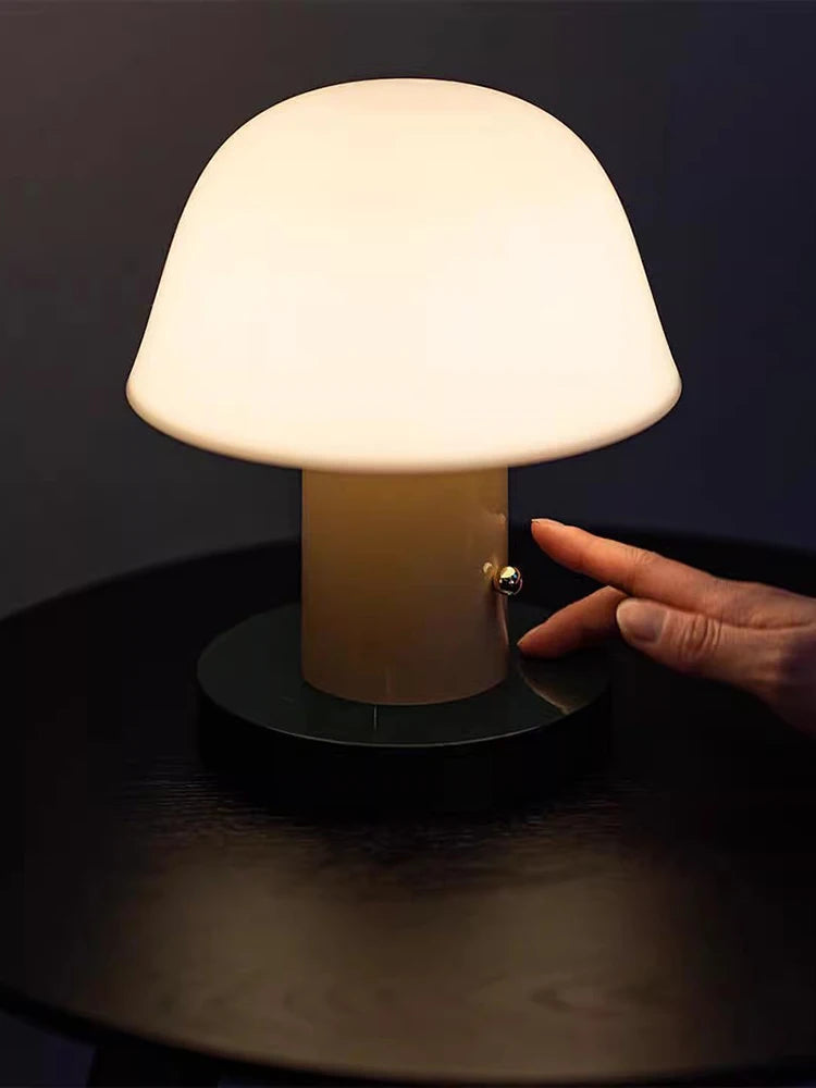 Cordless Mushroom Table Lamp Rechargeable Battery Operated Small Mushroom Night Light for Bedroom Living Room Restaurant Outdoor