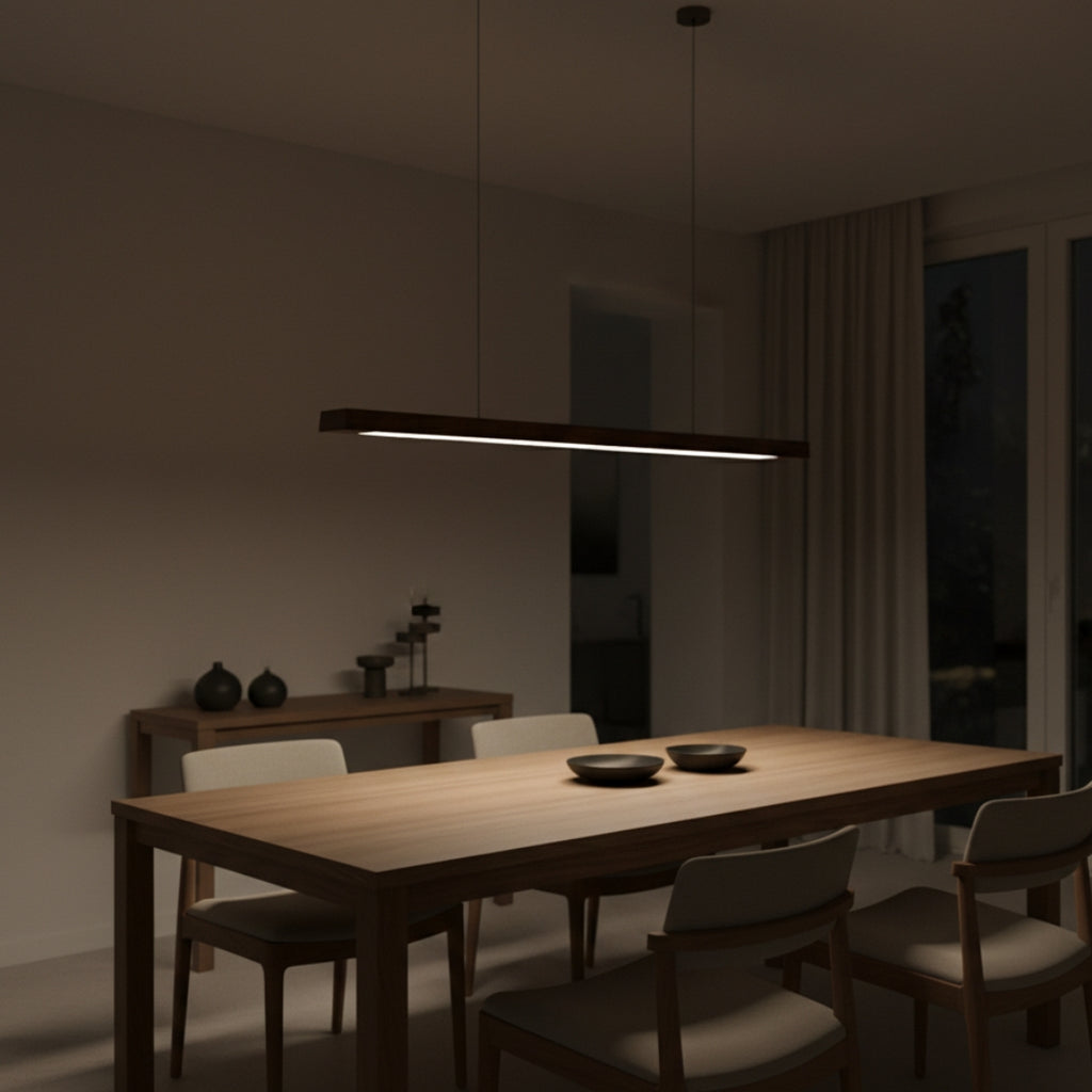 Suspension LED moderne en bois allongé Hang