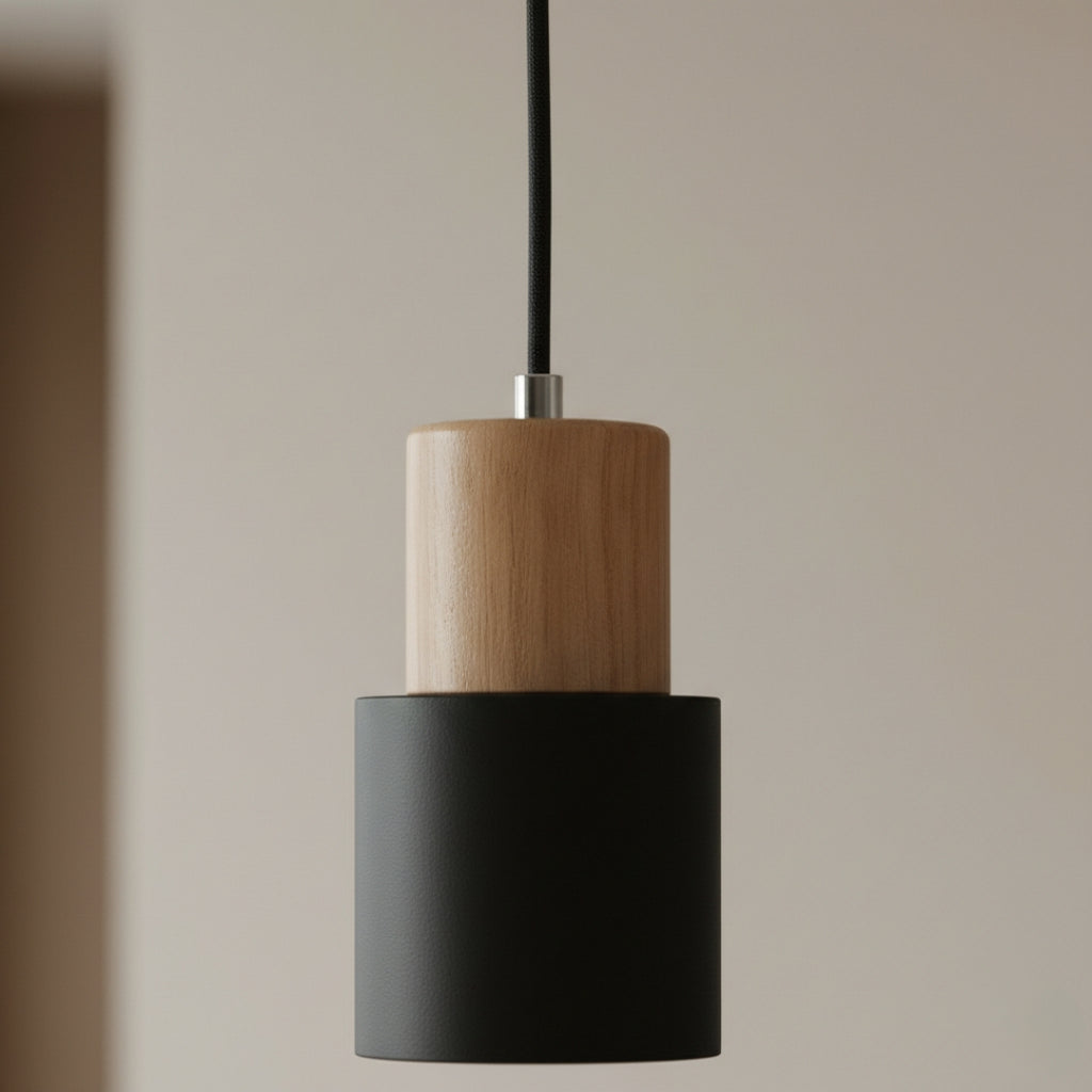 Suspension Cylindrique Bois et Métal Coloré