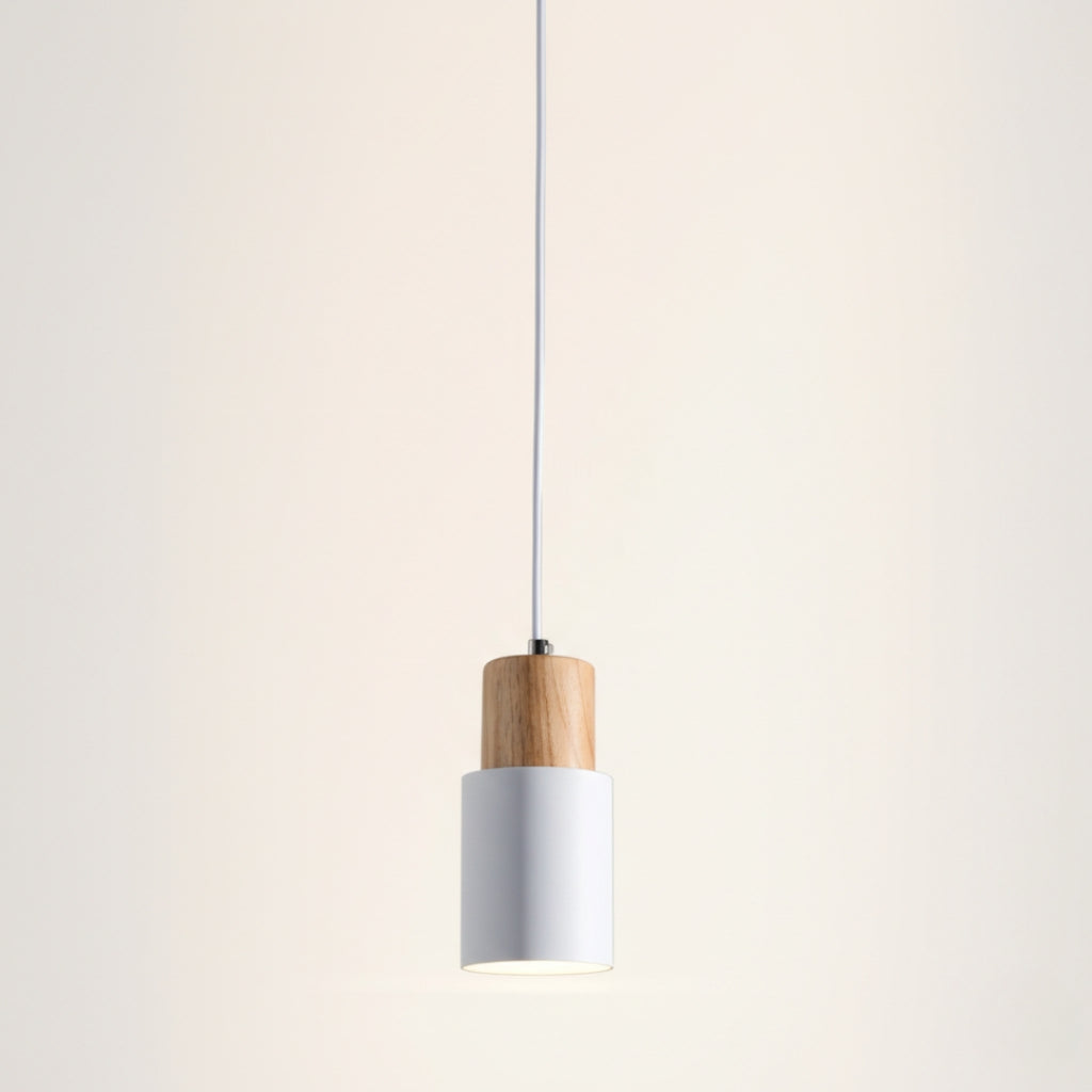 Suspension Cylindrique Bois et Métal Coloré