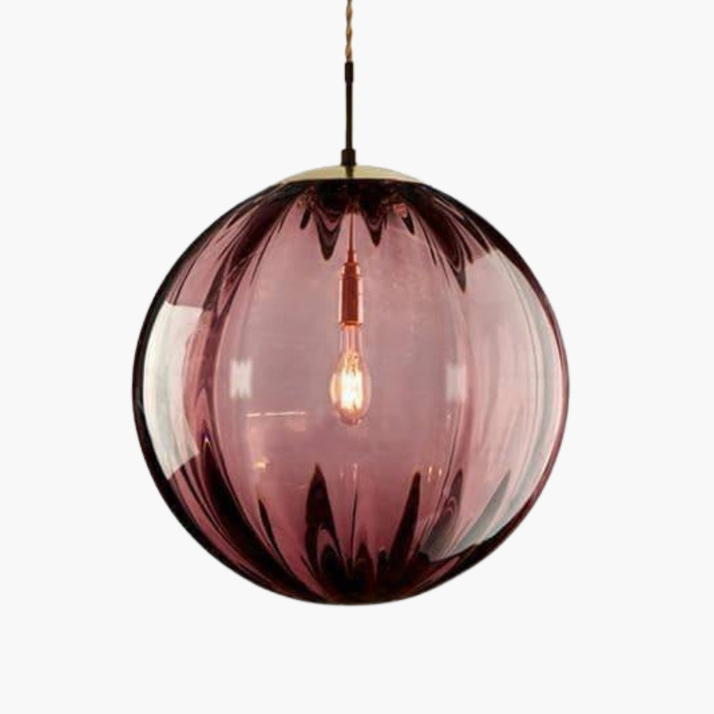 Suspension LED Boule en Verre Coloré Design Moderne