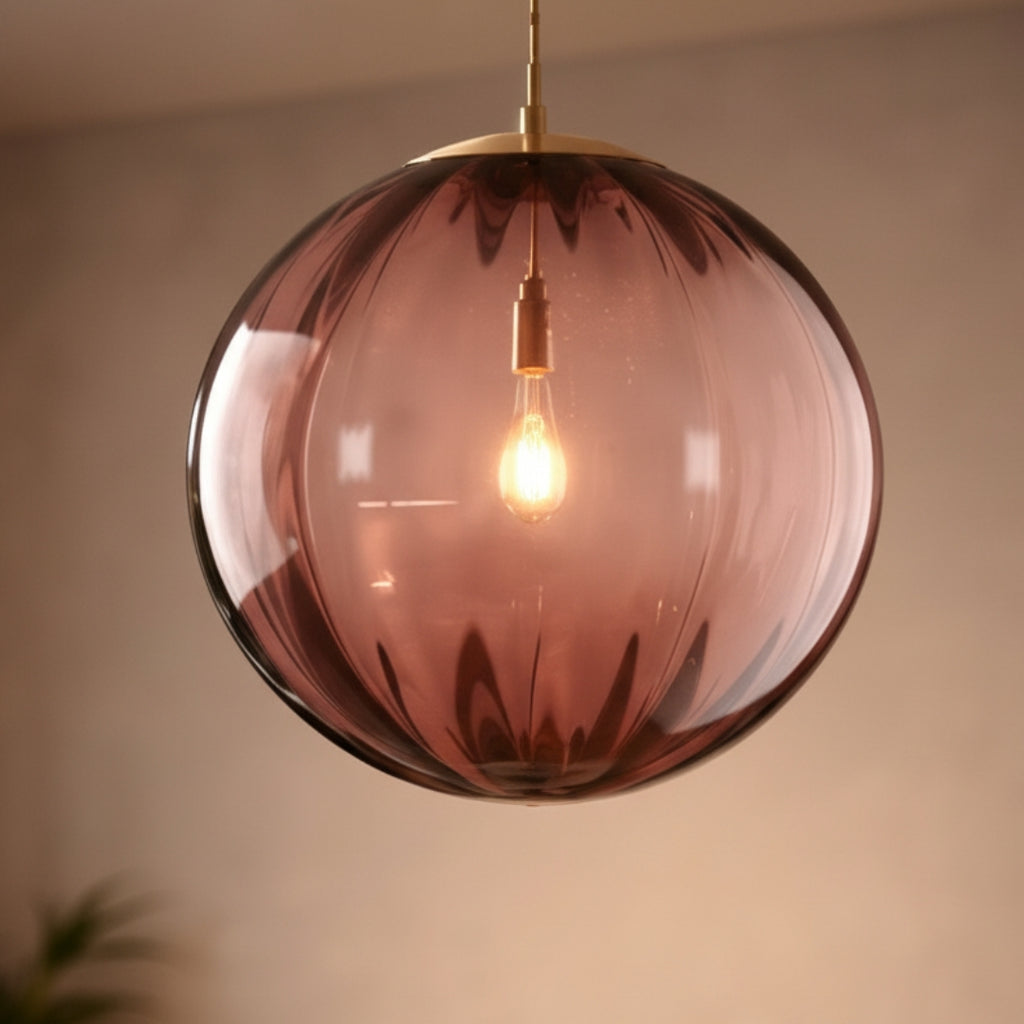 Suspension LED Boule en Verre Coloré Design Moderne
