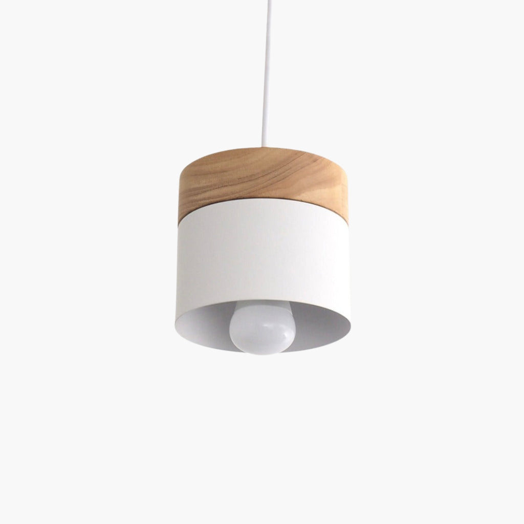 Suspension LED Cylindrique Métal et Bois Design Moderne