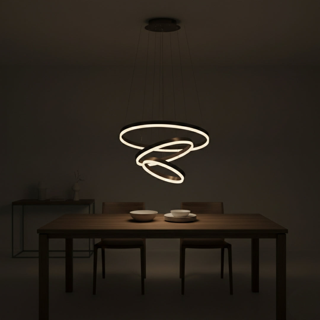 Suspension LED Moderne à Anneaux Circulaires