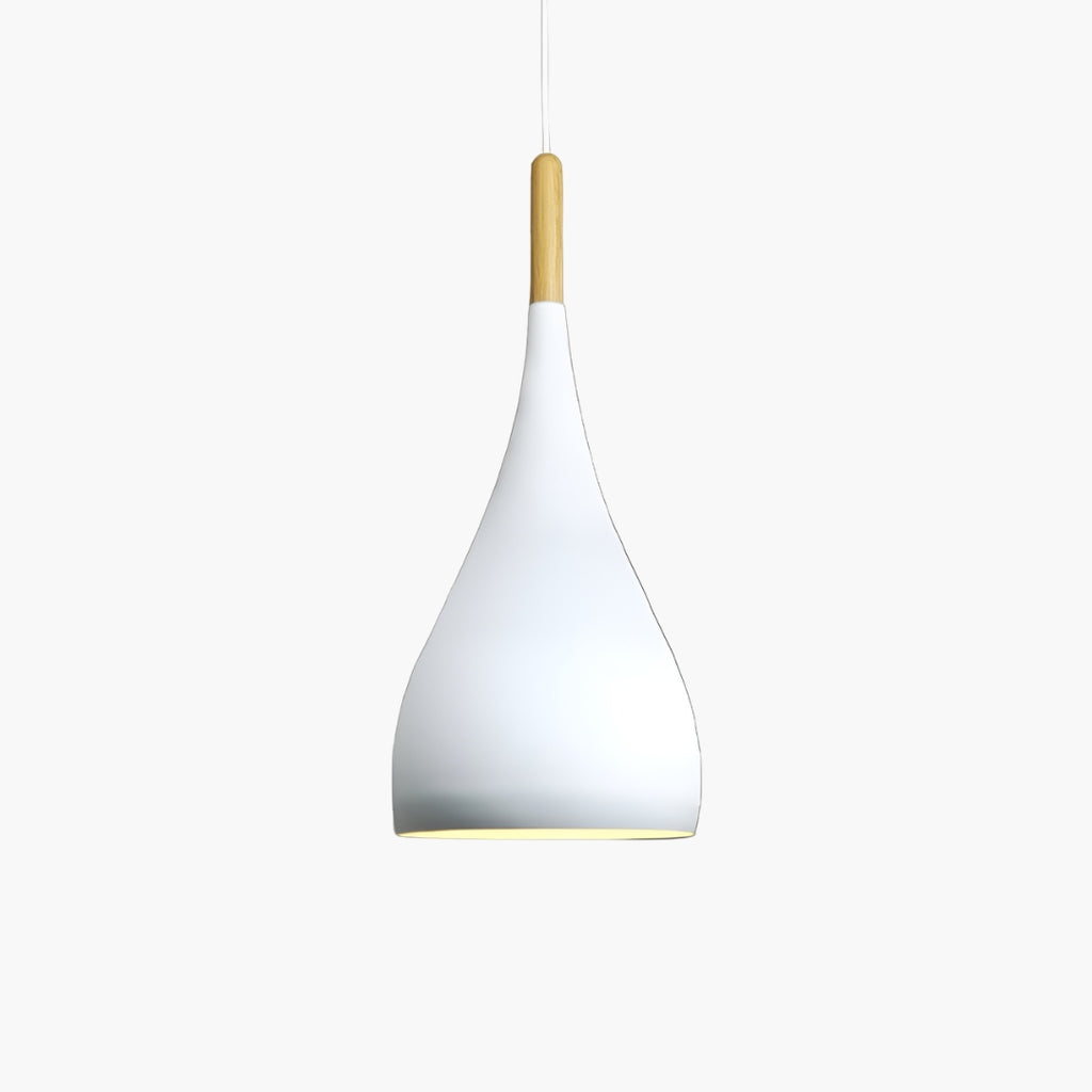 Suspension LED en métal coloré et baton en bois Nordic
