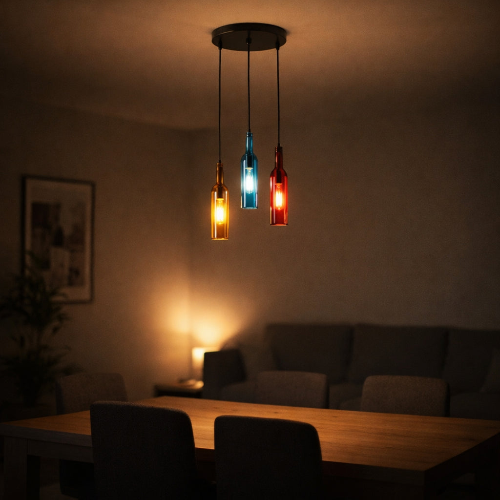 Suspension en Verre Design Bouteille Moderne