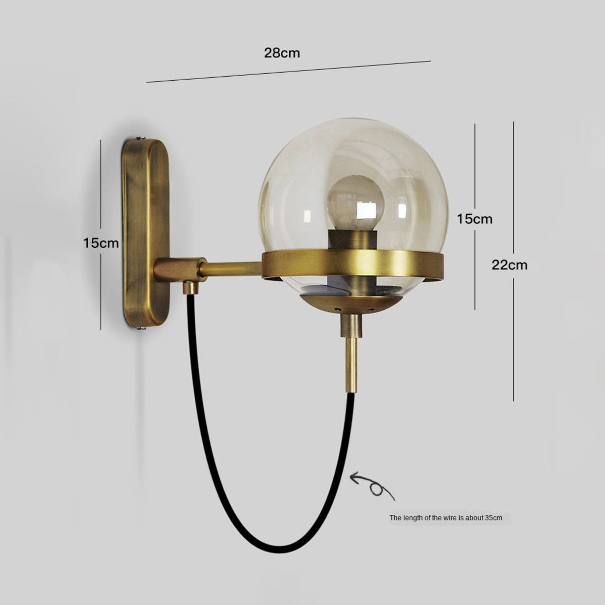 Applique Murale LED Métal avec Boule en Verre Design