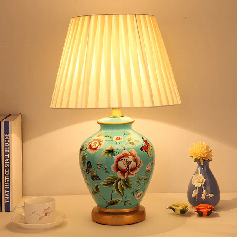 Lampe De Chevet Céramique Fleurs