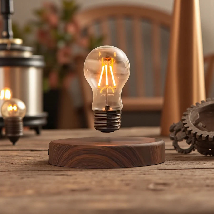 Lampe De Chevet Bois Ampoule Lévitation Magnétique