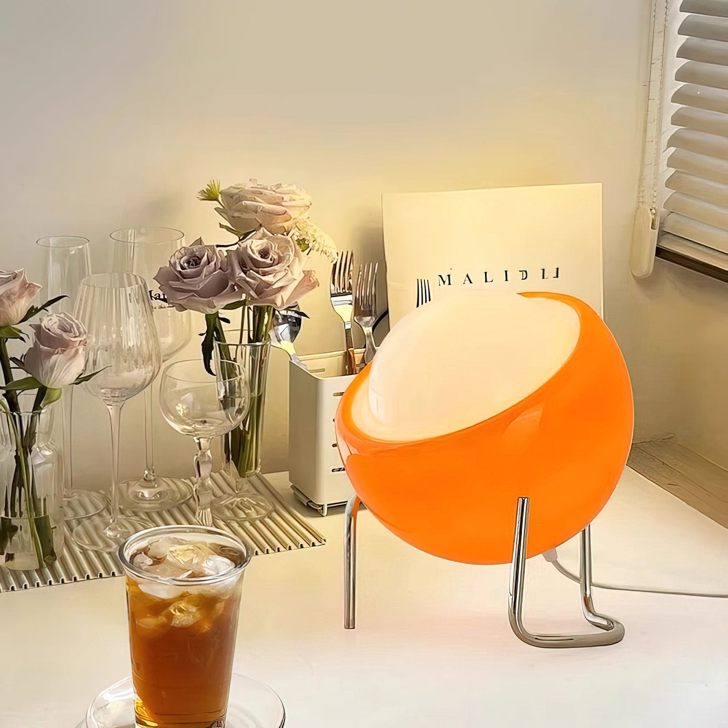 Lampe De Chevet Boule En Verre