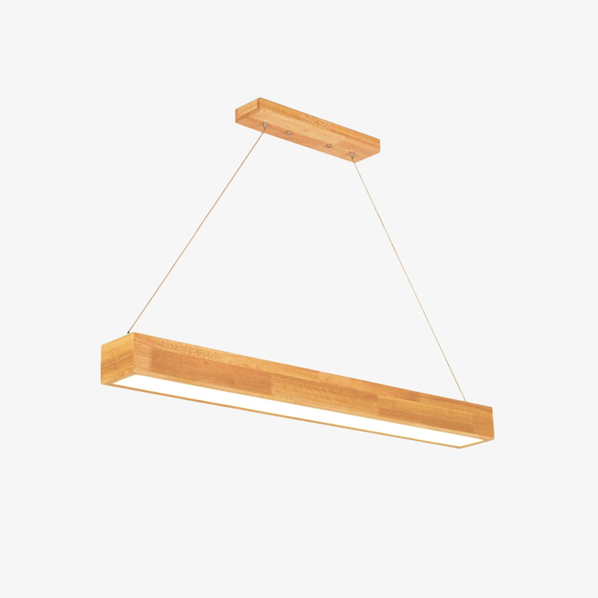 Lustre LED Rectangulaire en Bois Design Moderne